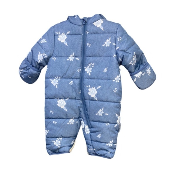 Wippette Infants Monotone Floral Chambray Print Pram Snowsuit NWT Size 9M - Picture 1 of 5